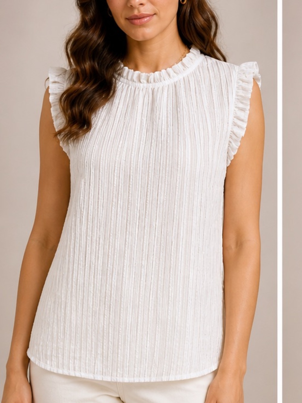 Reiss Women's Sz Uk￼ 16-us 12 Sleeveless Ruffle White GUC